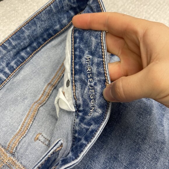 American Eagle High Rise Jegging Stretch Distressed Ripped Jeans Womens 20 Long - Picture 6 of 13